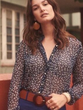 Sezane Louise Shirt . Print Mini Fleurs Dotty - Size 38